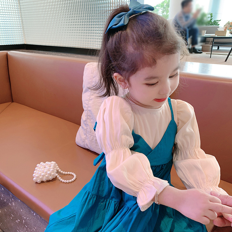 Ropa de primavera de las niñas vestido de los niños de estilo coreano ropa para niños 202 nueva falda de un año de edad bebé estilo occidental vestido de princesa de manga larga