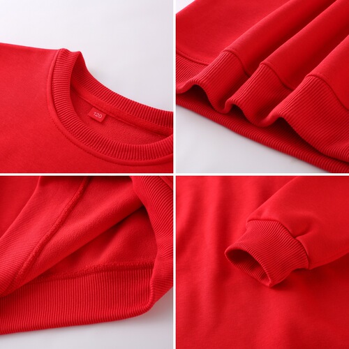 Wholesale national fashion parent-child wear  new style New Year's Day performance clothes for a family of three for boys and girls without velvet red sweatshirts