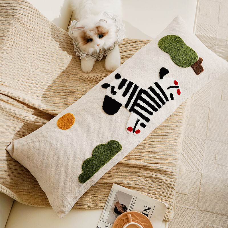 Cute de dibujos animados cachorro funda de almohada de tira larga habitación de los niños almohada larga con núcleo original simple cojín de sofá animal
