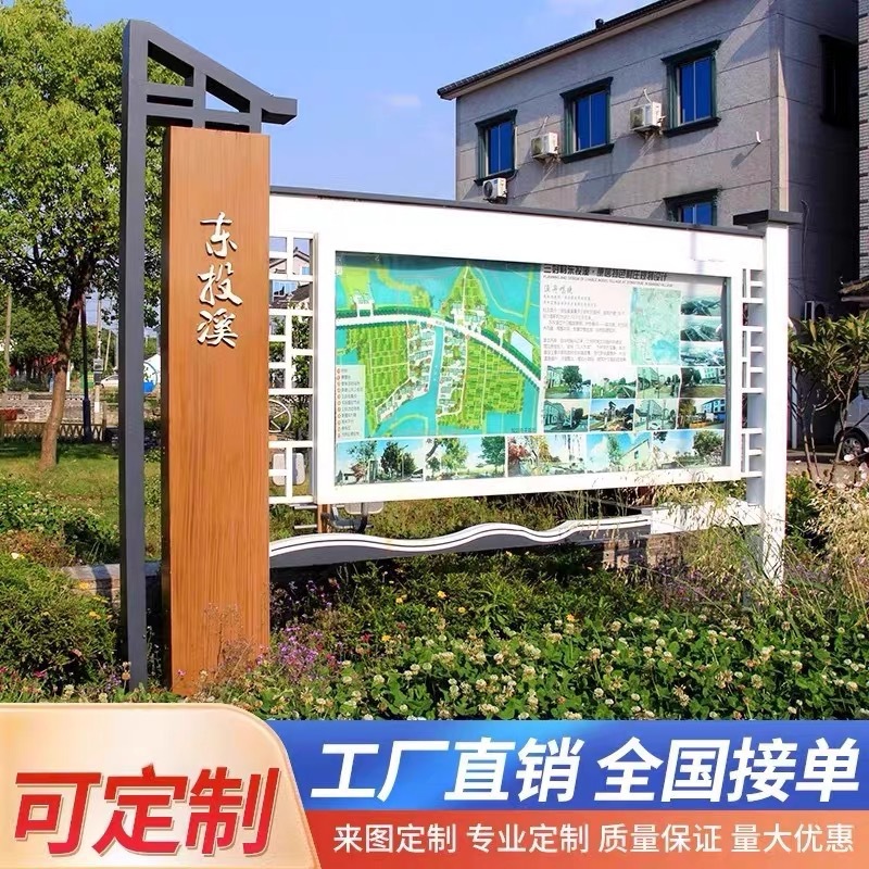 公告栏宣传栏导视牌精神堡垒不锈钢引导牌立式停车场导向牌标识牌