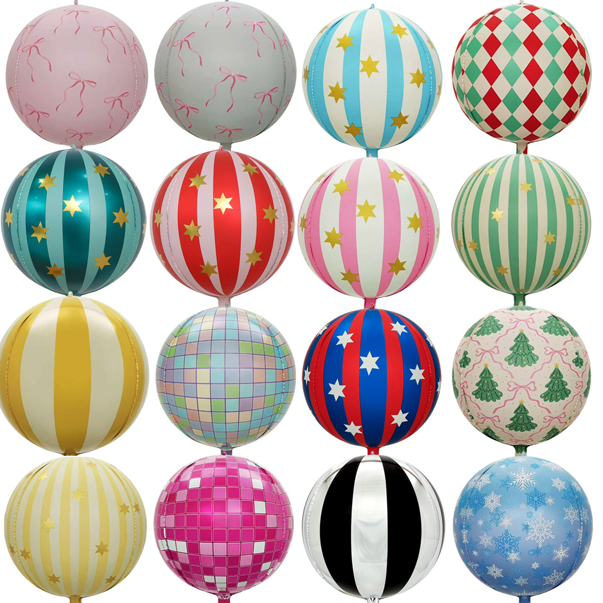 New Product 22-Inch 4D Striped Matte Balloon Christmas Birthday B