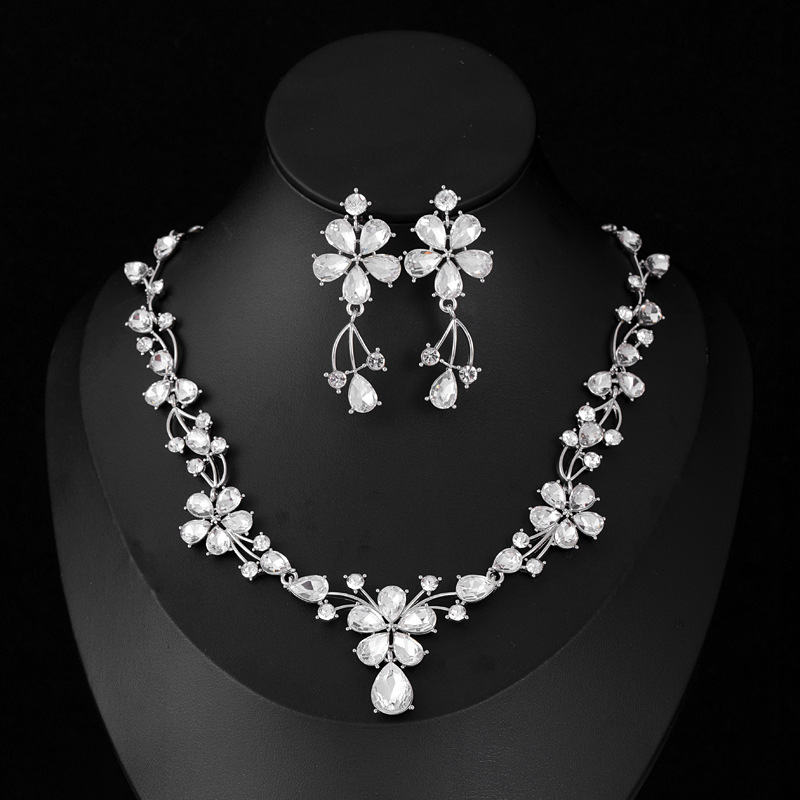 New Korean fashion jewelry set for wedding photography and bridal accessories bride wedding earrings necklace set 