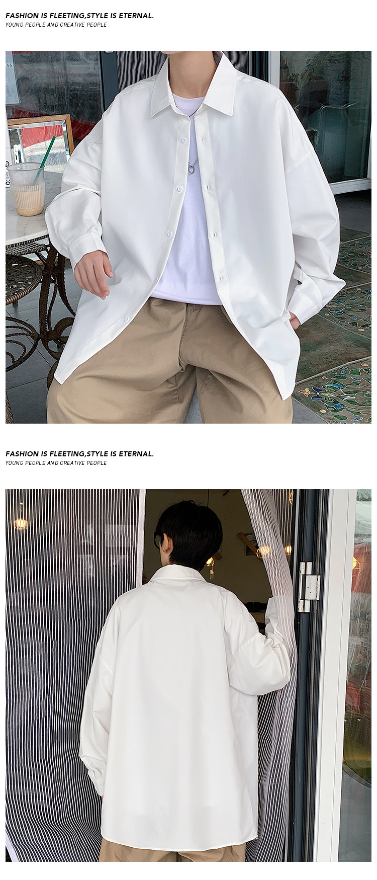 Solid Long Sleeve Shirt Jacket For Men Loose Casual Autumn Style_voghion.com
