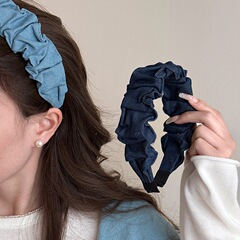 2025年新作デニムブルーヘッドバンド、レディースヘッドバンド、ヘアピン、ヘアバンド、ヘアアクセサリー、ヘアトラベルプリーツ、ハイヘッドトップ、ブロークンヘア