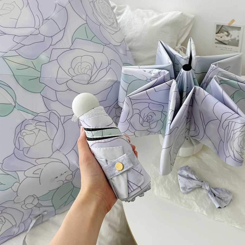 三折叠晴雨两用全自动伞五折小巧便携口袋胶囊伞防晒遮阳太阳伞