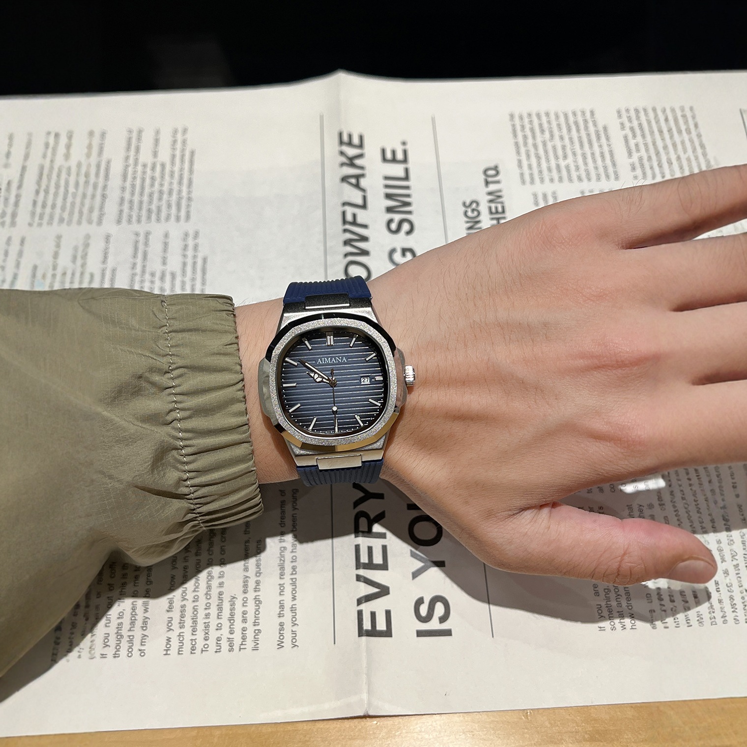 Swiss Brand Aimana Men's Watch Ultra-Thin Luminous Calendar Silicone Band Watch Foreign Trade Hot Model Wholesale Dropshipping