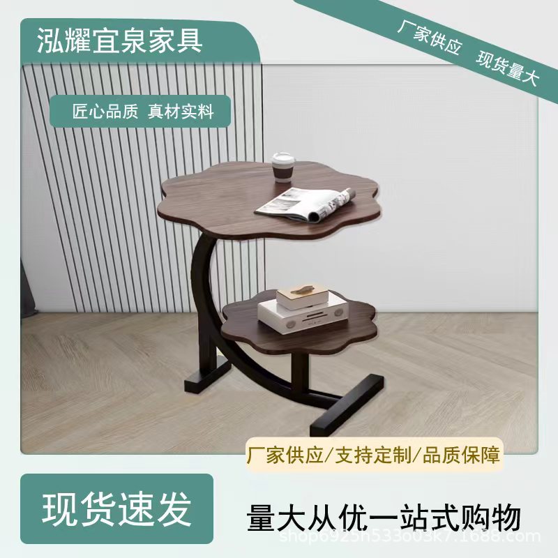 Sala de estar creativa, mesa de té de doble capa para el hogar, mesa lateral de sofá, mesa de balcón de encaje de estilo crema, estante pequeño, mesa lateral pequeña