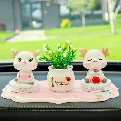 Car Small Ornaments Center Console | Car ornaments - ping-an-have-you-lucky-fruit-pink-flower-pad