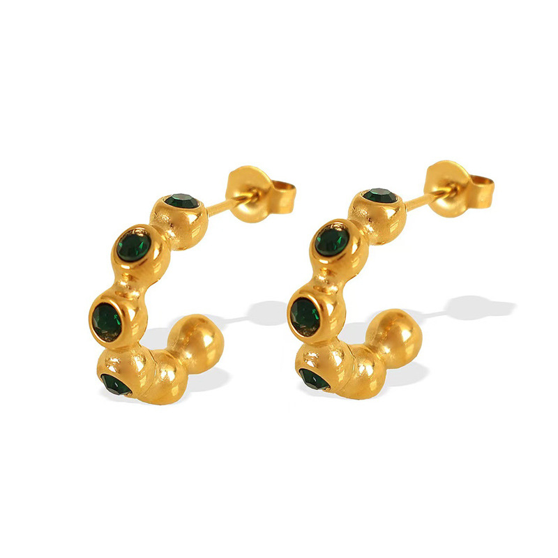 Retro fashionable small design green round beads