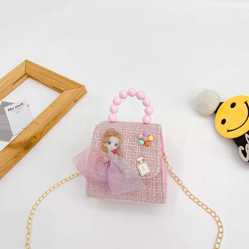 Bolso de los niños de otoño e invierno Nueva Moda Perla Chica bolsa de mensajero linda princesa niña bebé estilo Exterior cambio bolsa de accesorios