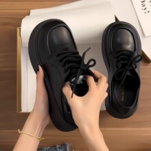 超软羊皮黑色厚底小皮鞋女2025秋季新款英伦复古百搭jk单鞋乐福鞋