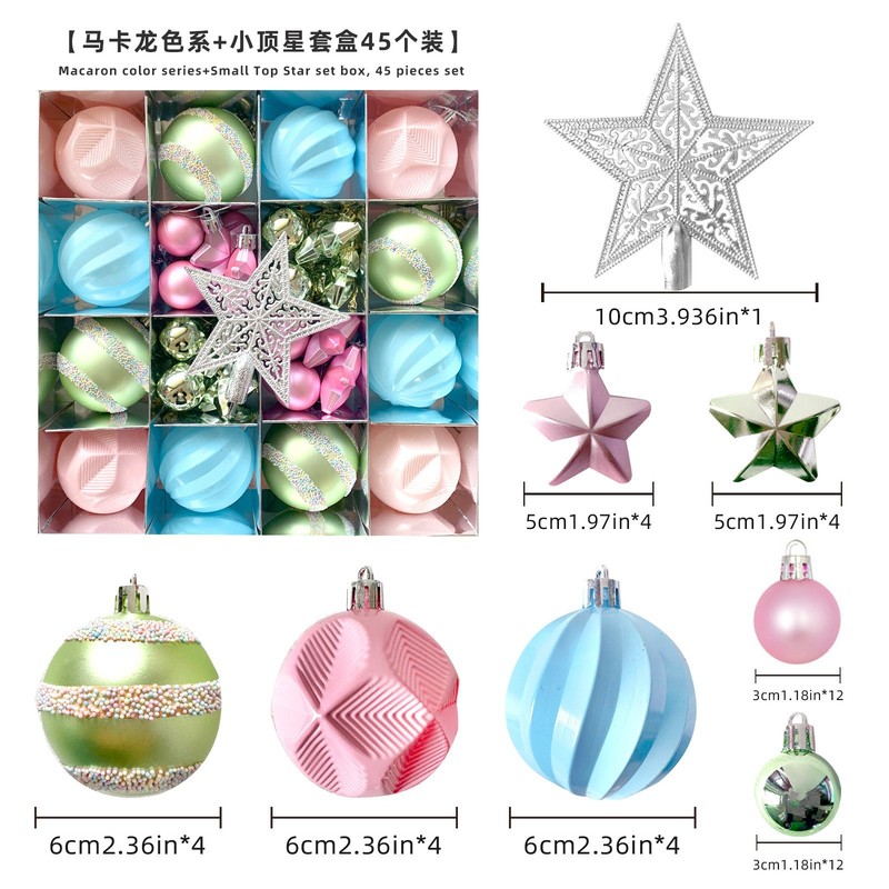 跨境圣诞节装饰用品圣诞树挂件彩绘异形圣诞球挂件马卡龙糖果款|undefined