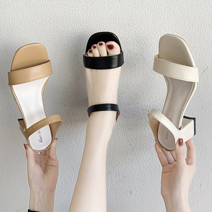 Women's 2021 Summer New Korean Style Chunky Heel High Heel Fashionable Slippers for Women