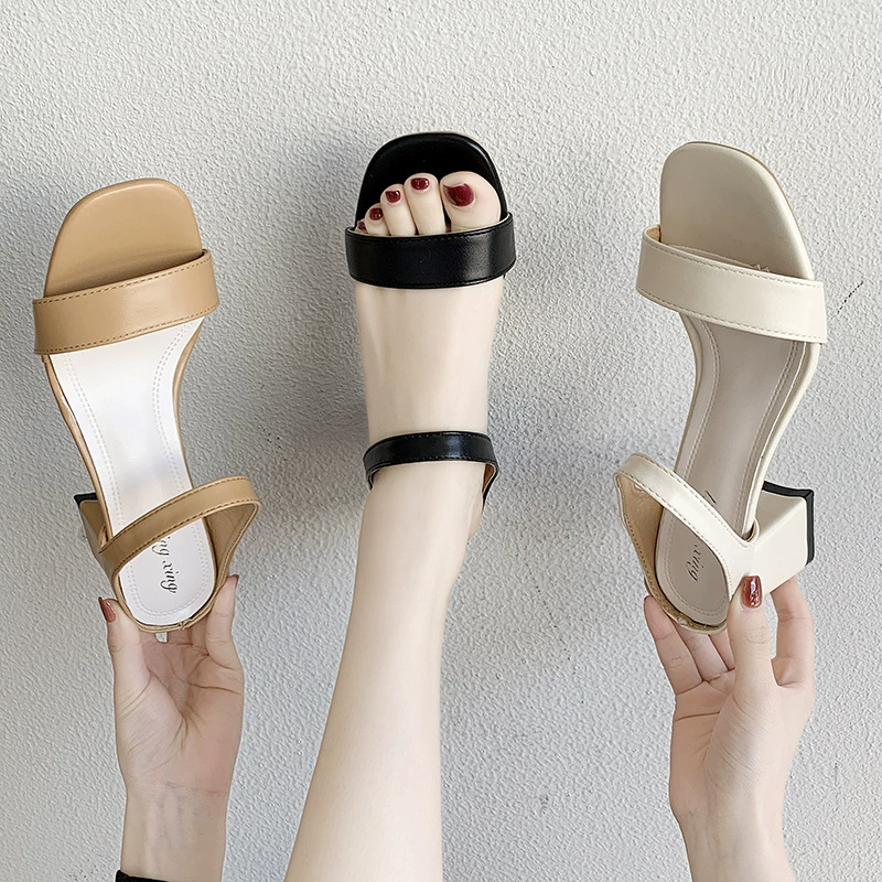 Женские летние новые модные тапочки на высоком каблуке в Корейском стиле на массивном каблуке для женщин 2021