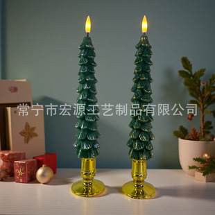 Cross-Border New Product Electronic Candle Light Simulation Christmas Tree Candle Christmas Desktop Ornaments Paraffin Atmosphere Candle Light