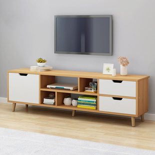 Nordic Simple TV Cabinet Coffee Table Bedroom Living Room Small Apartment Solid Wood Leg Simple TV Cabinet Floor Cabinet Table Board