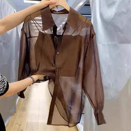 厂家直销春秋款韩版休闲防晒衣开衫咖色衫上衣女宽松显瘦罩衫薄款