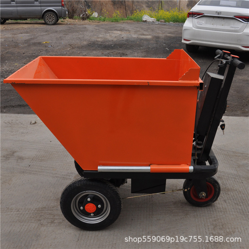 电动拉砖搬运手推车 电瓶工地灰斗载重型手动自卸车手推车