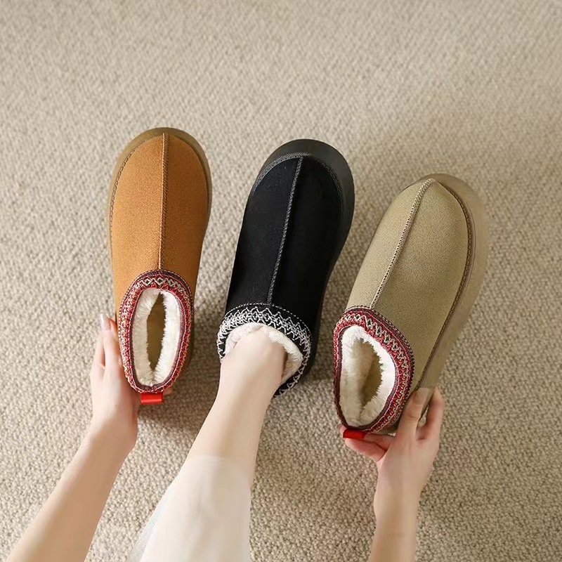 Zapatos de nieve de mujeres europeas y estadounidenses, zapatos de invierno de mujeres, zapatillas de muffin, zapatos de algodón caliente de suela gruesa, zapatos de algodón de mujer