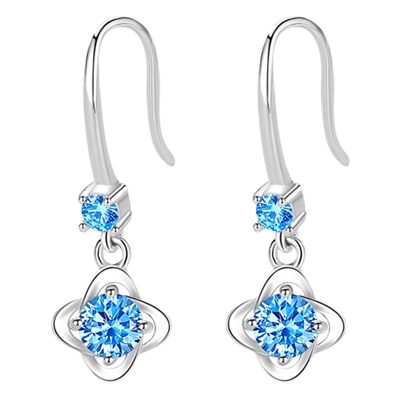 Plata esterlina s925 pendientes nuevo estilo trébol pendientes de las mujeres en línea rojo mismo océano azul amor estilo coreano pendientes al por mayor
