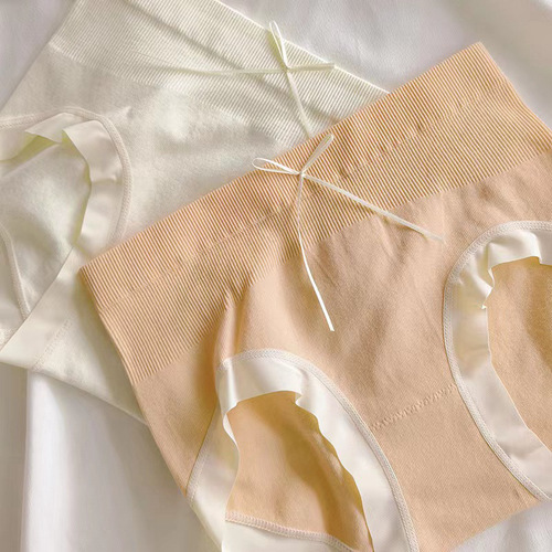 Cream bow ribbon sweet underwear for girls pure cotton bottom crotch high elastic comfortable breathable mid-waist seamless briefs