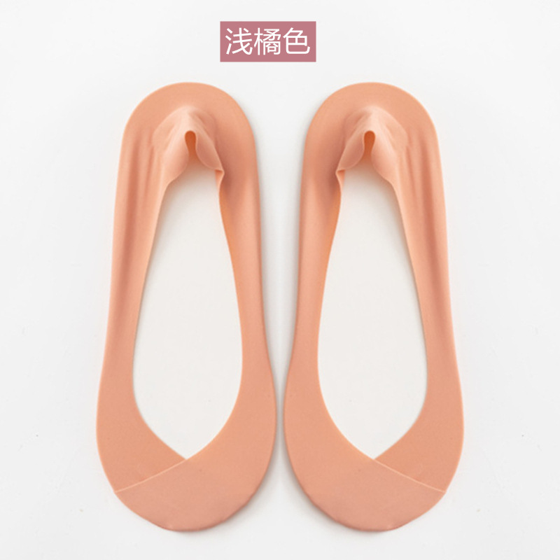 Calcetines de barco de seda de hielo Calcetines invisibles antideslizantes finos de verano para mujer Calcetines invisibles de corte bajo zapatos de tacón alto de una sola capa calcetines intersección de mujer