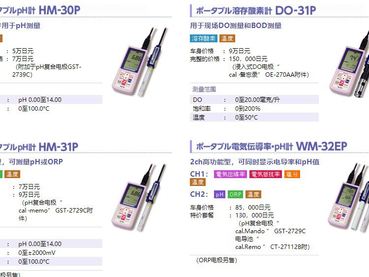 日本TOA-DKK东亚电波工业电极F-2021石墨电极重金属仪器仪表