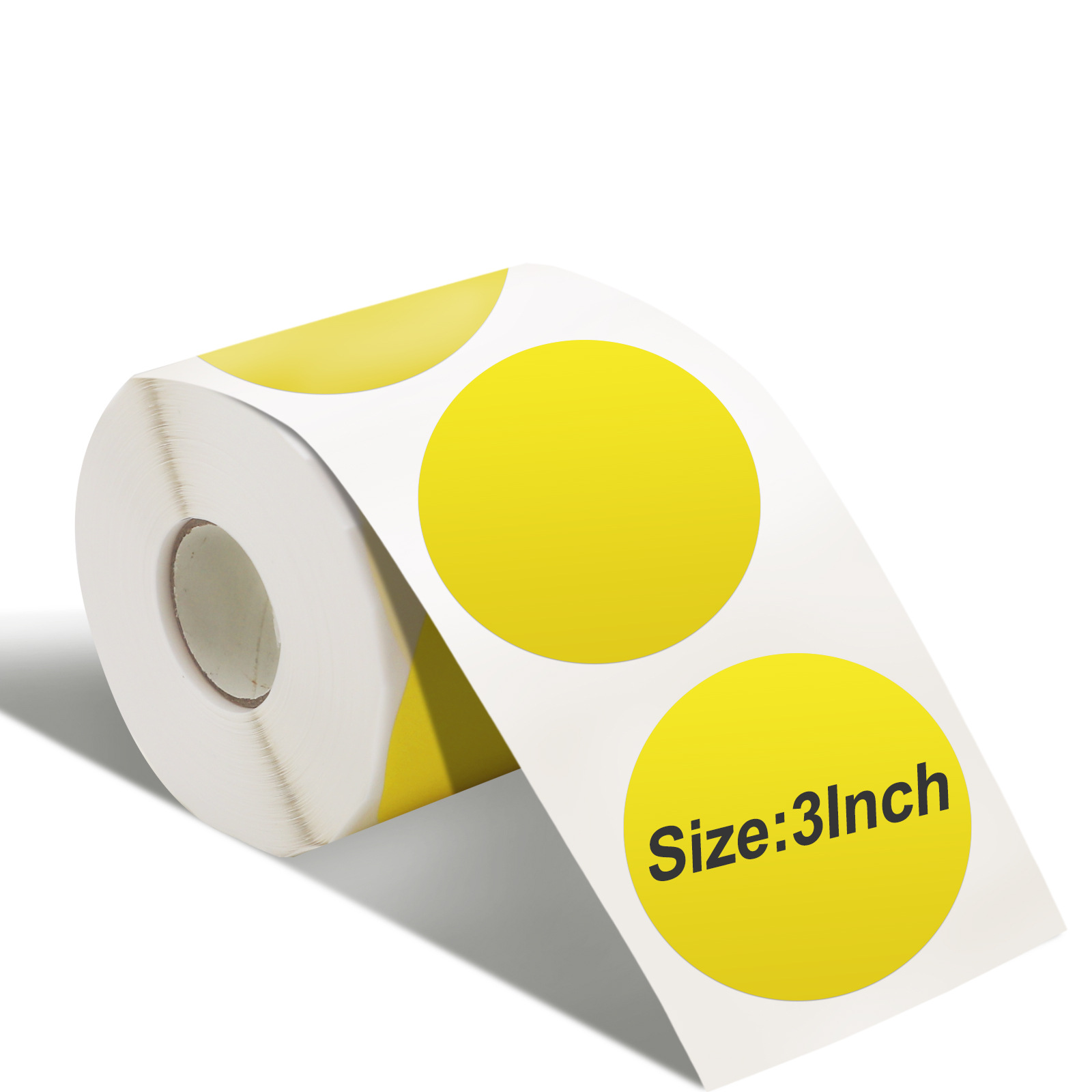 75*75mm 원형 3중 감열 라벨지(노란색) 500매/롤