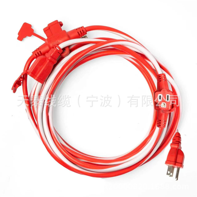 户外延长线带多个插座插头16/3电源线用于串灯和节日装饰，电器，