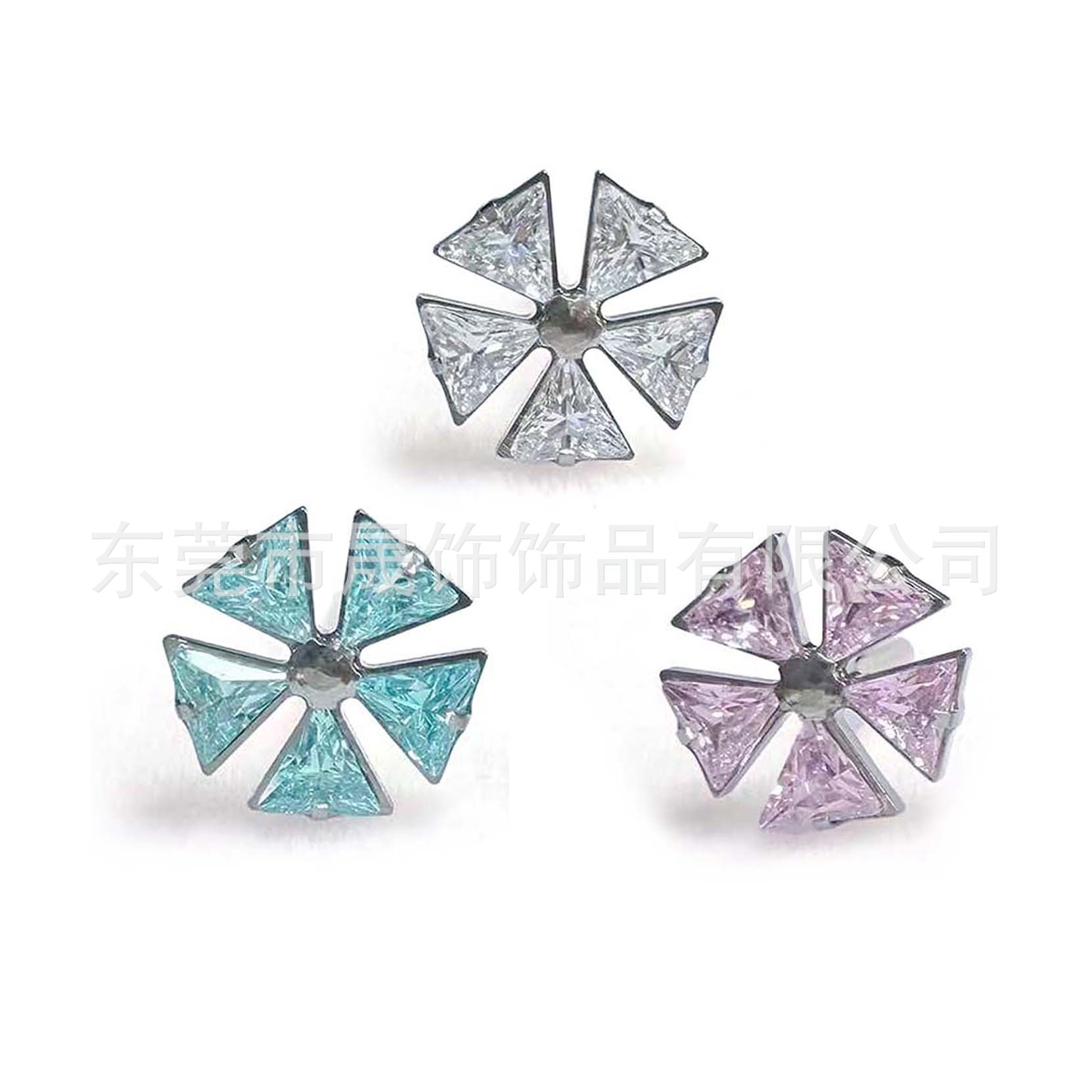 F136 Titanium 风车 Studded Cubic Zirconia Ear Stud Helix Cartilage Stud G23 Implant Grade Titanium 人体 Piercing Jewelry Accessories 头