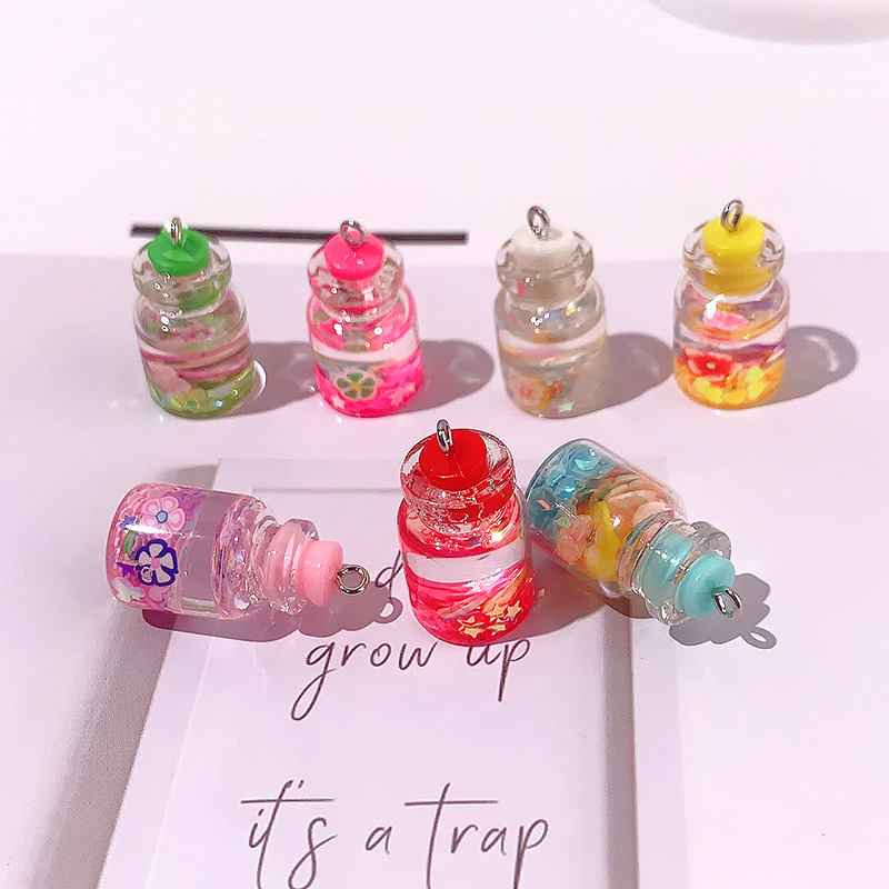 Nuevo acrílico polvo flash botella de deriva DIY accesorios botella de deriva creativa caja de teléfono móvil material de llavero aretes