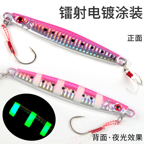 Boat fishing, deep sea fishing, hairtail bomb fish, Spanish mackerel, smoked red mackerel, fast-drawing long-range cast, luminous iron plate road sub bait
