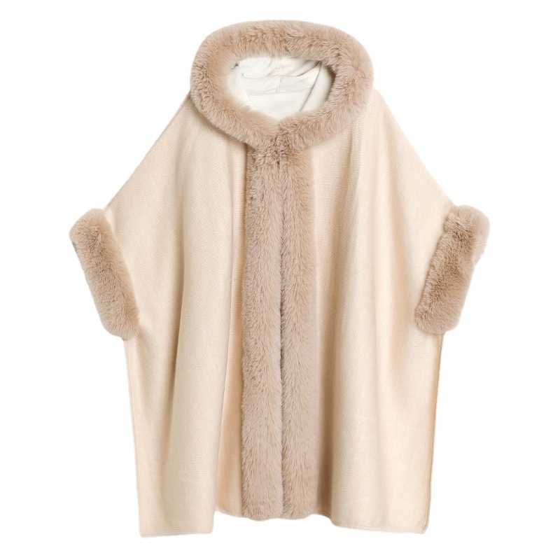 Chal sin mangas de piel sintética estilo europeo y americano, beige, sin cinturón, no desmontable, largo medio, elegante para ir al trabajo, 2024