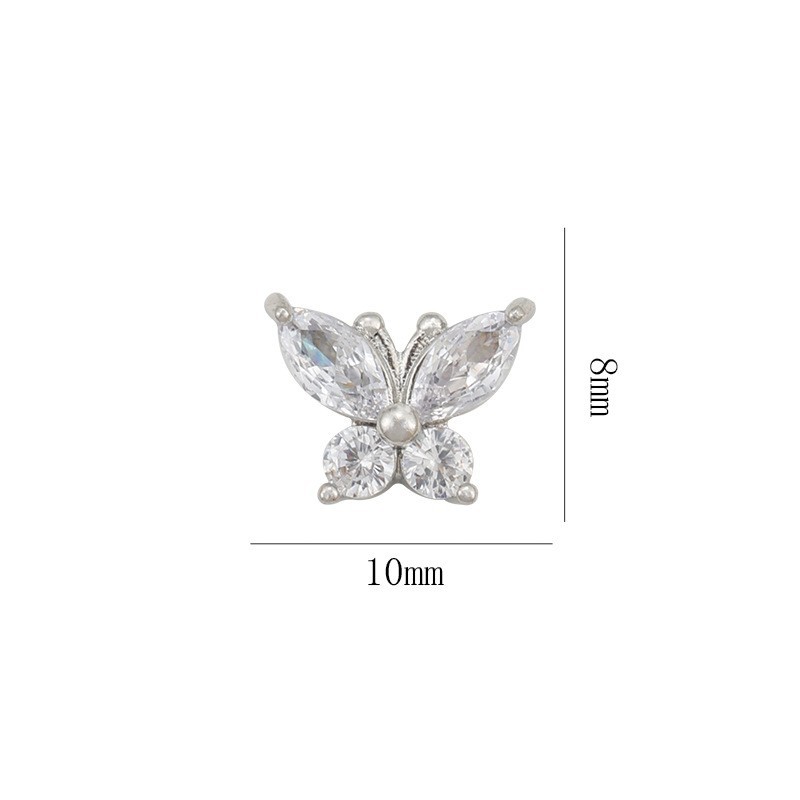 Accesorios para decoración de uñas con diseño de mariposa, lujo ligero, diamantes de circonita ultra brillantes, metal, accesorios para uñas hechos a mano con diseño de mariposa pequeña súper romántica, venta al por mayor de diamantes image 6