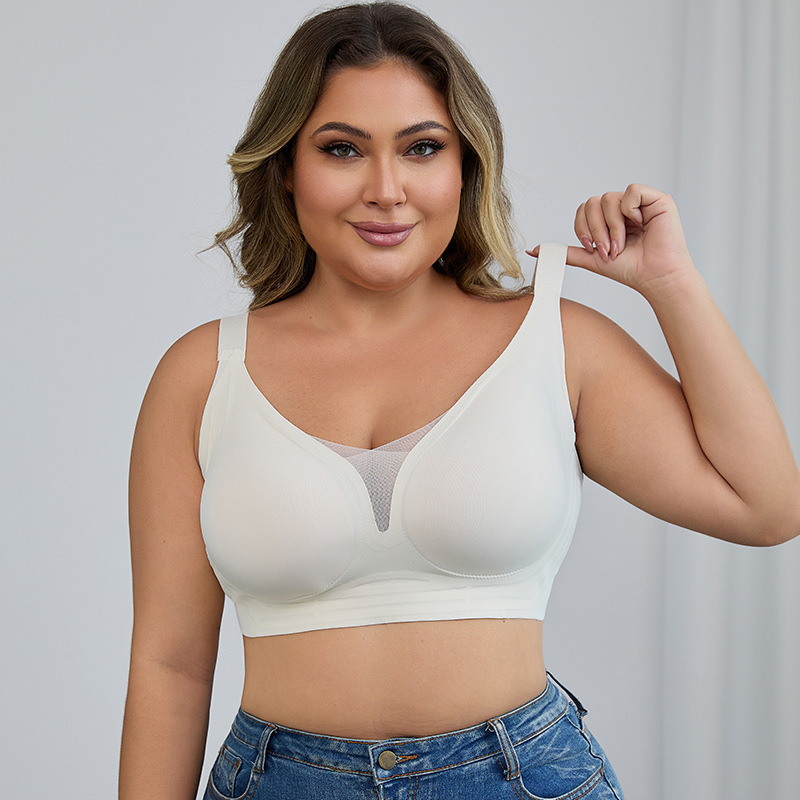 European and American Style Large Size Women's Wireless Semi-Fixed Bra, Amazon Export, Plus Size, Gathering and Anti-Sagging Bra