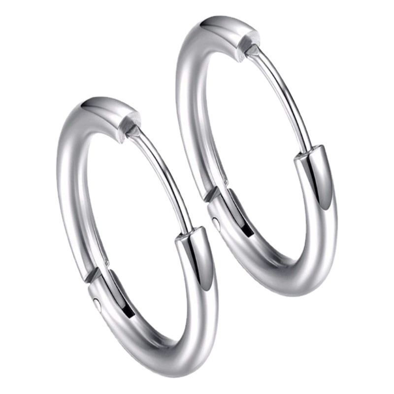 Серьги из титановой стали в корейском стиле, унисекс-кольца из нержавеющей стали, простые украшения, популярные круглые серьги, универсальные для повседневной носки.
