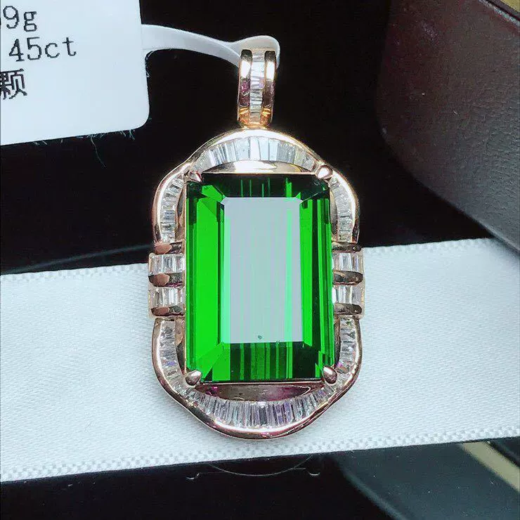 Производитель ювелирных изделий DIY 18K золото инкрустированные натуральный турмалин кулон основной камень: 16,45 карат