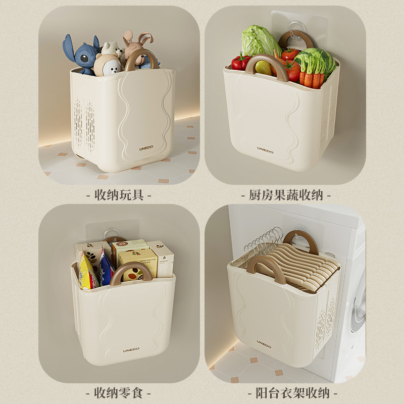壁掛け洗濯かご家庭用折り畳み洗濯かご貯蔵物大収納かごプラスチック洗濯かご卸売りベランダ収納桶|undefined