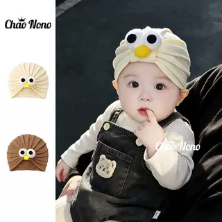 春秋季婴儿帽子小月龄宝宝卡通眼睛套头帽新生儿护囟门胎帽印度帽