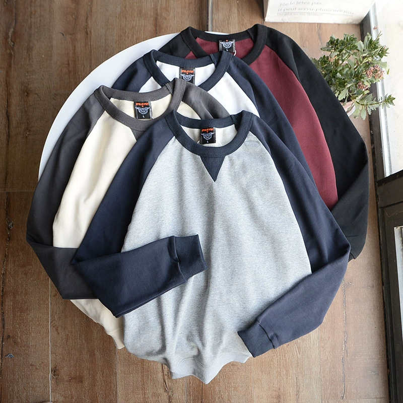 100 хлопка! Терри свитер в американском стиле ретро с круглым вырезом и рукавом реглан мужской осенне-зимний модный пуловер из чистого хлопка