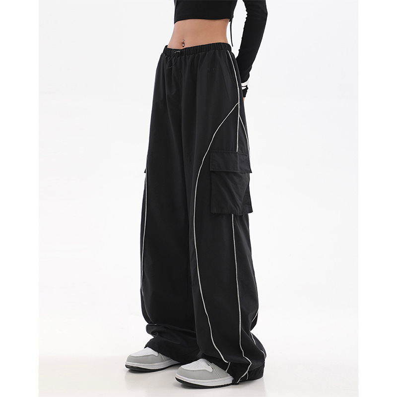 Y2K Women's Black Streetwear Harajuku High Street Pants Men's and Women's Sports Pants Wide Leg Jogging Pants Pants