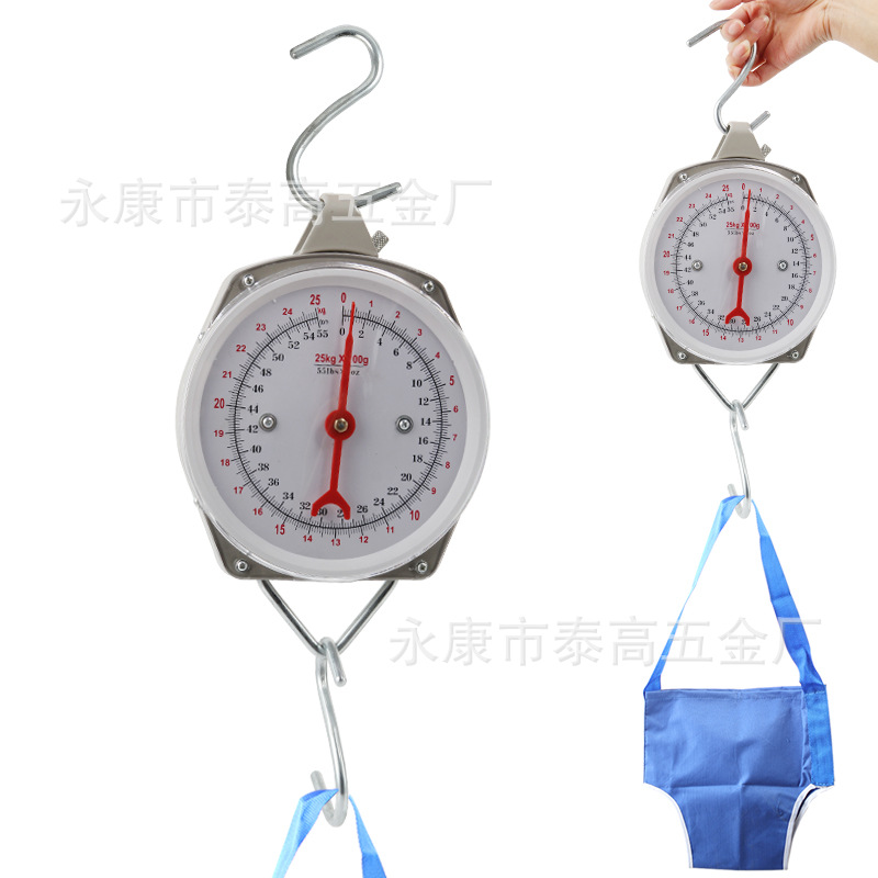 婴儿体重秤机械挂钩吊秤25-200kg手提秤面盘秤跨境专供家用便携