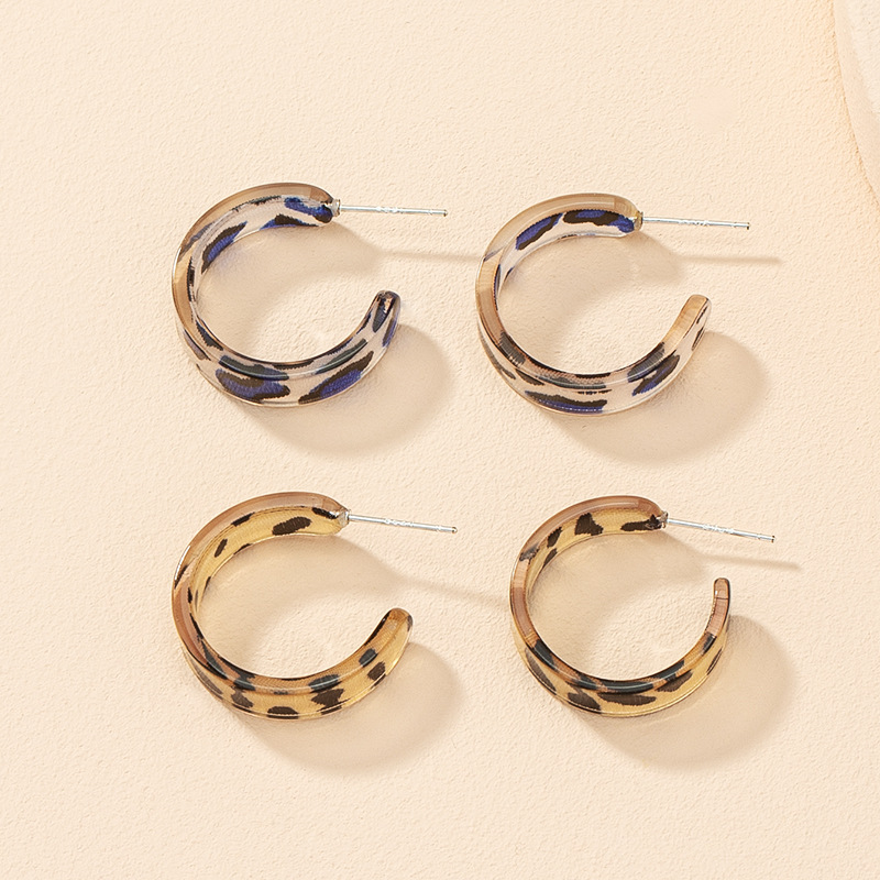 Korean Leopard Print Geometric Resin Earrings display picture 7