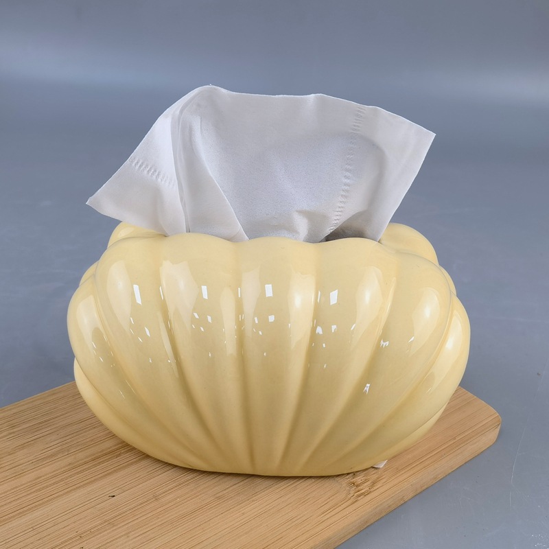 Servilleta en forma de concha cuidadosamente seleccionada, caja de pañuelos, sala de estar, caja de dibujo de papel de lujo ligero, caja de dibujo de cerámica, decoración, creatividad para el hogar