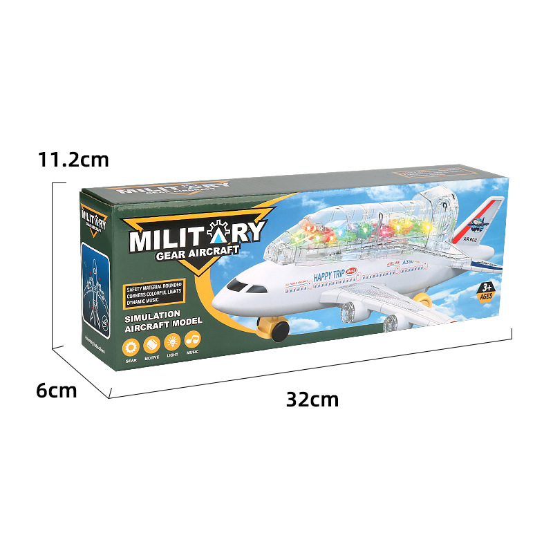 Modelo de simulación de avión de doble capa de luz Transfronteriza para niños eléctrico Universal Gear aviones juguete colorido música