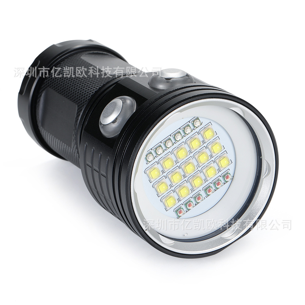 Luz de alta potencia submarina profesional 27 LED de alta luz de fotografía 20000 lumen linterna de buceo 100 metros impermeable