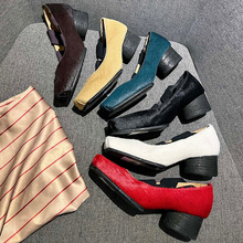 欧美uma芭蕾舞鞋女wang新款复古玛丽交叉绑带做旧单鞋手工高跟鞋