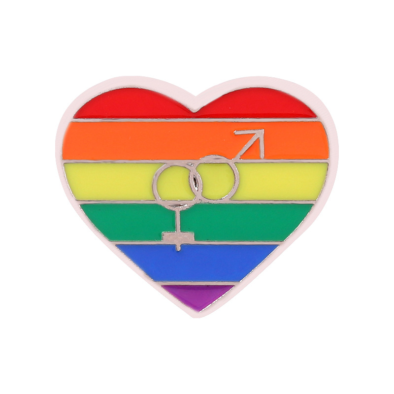 Mode Regenbogen Herzform Legierung Einbrennlack Unisex Broschen display picture 4