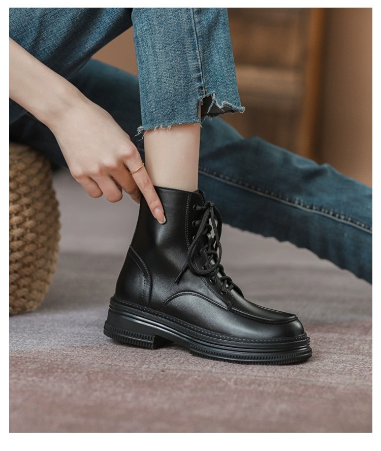 Women's Ankle Boots Brown Plush Lined Versatile Casual Shoes_voghion.com