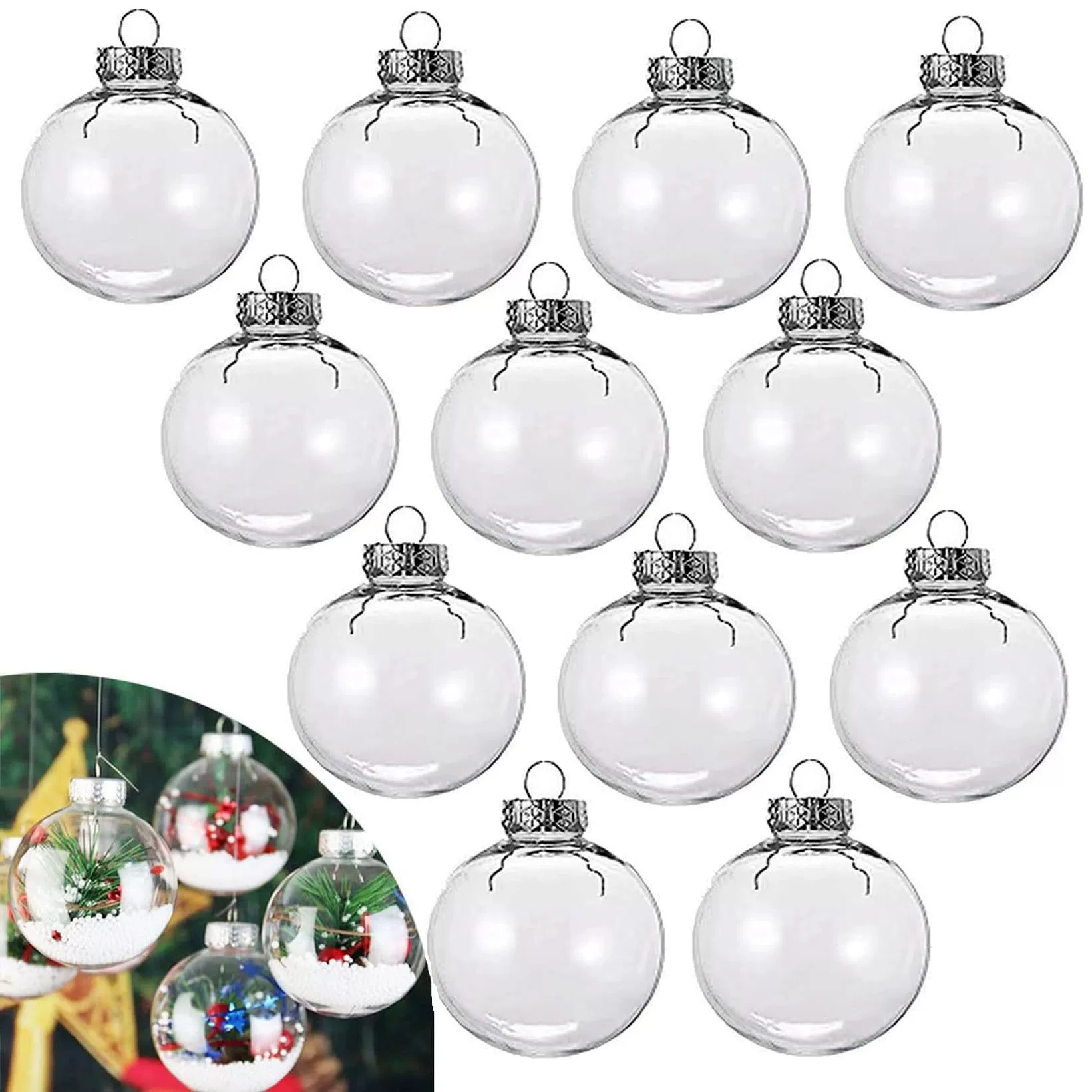 Новый прозрачный ПЭТ Рождественский шар бесшовный противоосколочный пластиковый шар лампочки может заполнить украшения рождественской елки